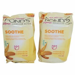 2 Packs Pond's Soothe Calendula 25 Count Pre-Moistened Vitamin Micellar Wipes